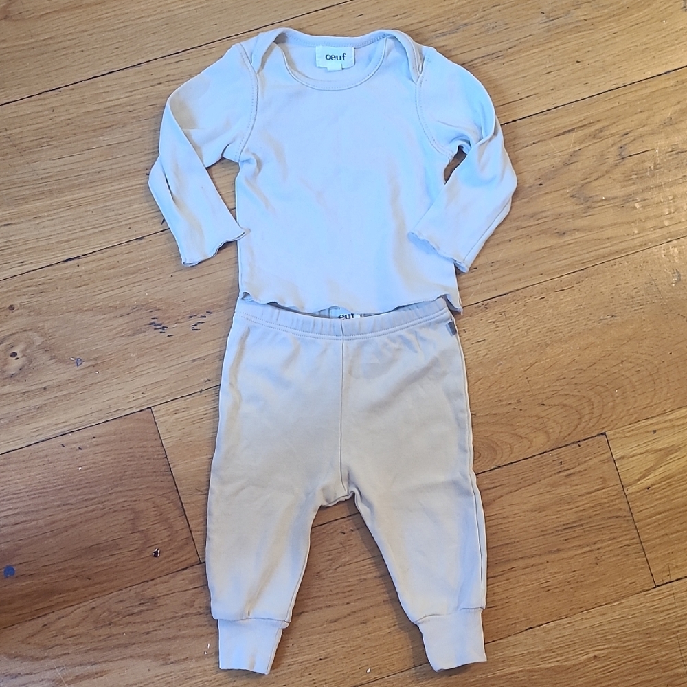 EUC Oeuf NY Grey shirt and legging layette set, size 0-3 months